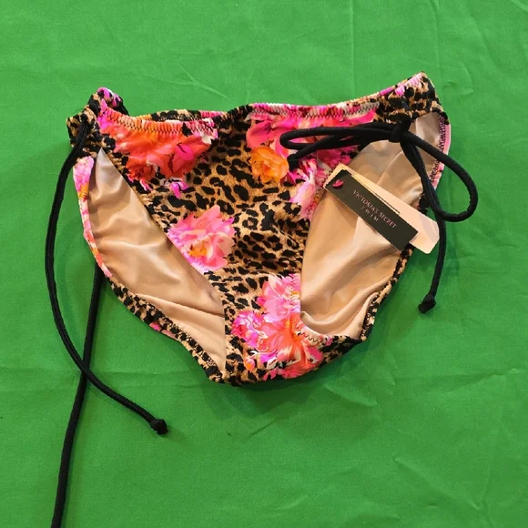 Victoria's Secret Pink Floral Leopard Bikini Bottom! S - Picture 1 of 2